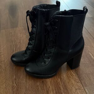 A New Day Black Lace-Up Heeled Boots